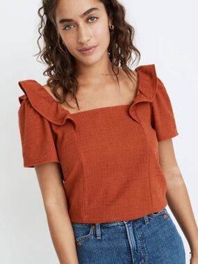 MADEWELL - Crosshatch Ruffled Top